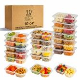 Reusable Snack Containers with Lids,Snack Containers,10Pack Snack Pack Containers,meal prep containers Double Compartment,Container Portion Control