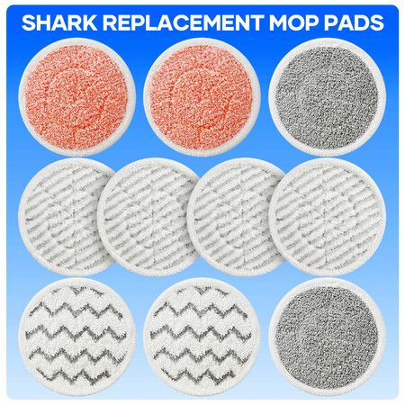 Shark Steam Mop Pads Replacement S7000 S8201 S8001 S7000AMZ S7005 S7020 S7201 Washable Microfibre Scrub Reusable Floor Steamer Cleaner Accessories 10Pc