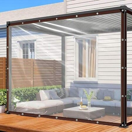 Heavy Duty Clear Tarp 2x3m (6.5x10ft),Waterproof Transparent Plastic Tarpaulin with Grommets for Patio Enclosure,Greenhouse & Chicken Coop Cover