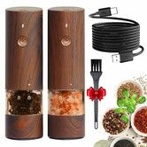 Electric Salt and Pepper Grinder Set,Rechargeable Salt and Pepper Shakers with LED light,Adjustable Coarseness for Home Kitchen BBQ