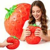 Giant Strawberry Squishy Toy 5 Inch,Realistic Slow Rise Fruit Model for Pressure Release,Soft Squeeze Stress Relief,Kids Party Favors