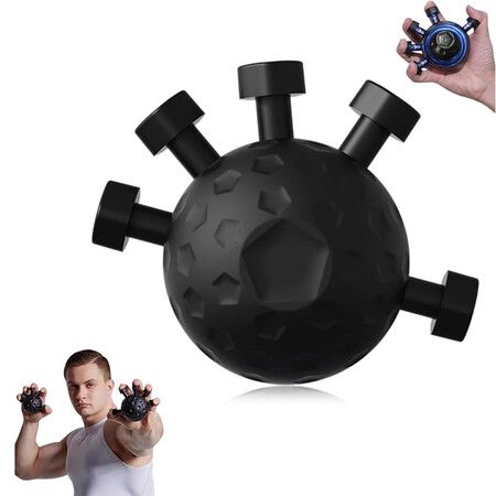 Glitzgrip Arm Builder, Hand Forearm Ball Strengthener and Finger Grip Exerciser Balls Wrist Strengthening Guitar Finger Gripper Strength Trainer, Black