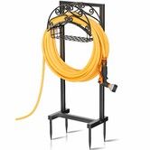 Garden Hose Holder Water Hose Reel Stand with Storage Basket Holds 46m/151ft,Heavy Duty Freestanding Garden Hanger Storage Rack for Outside Yard Lawn Farm