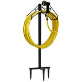 Freestanding Garden Hose Holder Hanger,Heavy Duty Metal Water Hose Reel Storage Stand Rack for Yard Lawn,Bright Black (Hose not Included)