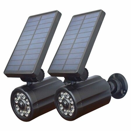 2Pcs 8 LED IP65 Waterproof Infrared Solar Motion Lights with Toggle Switch Camera-Like 3 Mode Wall Mounted 3 for Garden Yard