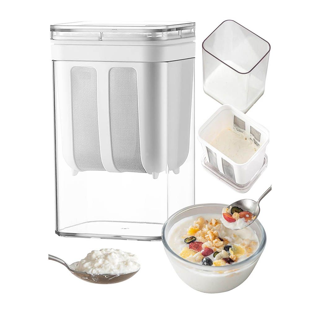 Greek Yogurt Strainer, 1800ml Multi Yoghurt Maker Strainer with Fine Mesh Bag & Lid for Thick Greek Yogurt, Soybean Milk, Kefir, Berries, Soup, Fruit Juice