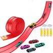 4.6M Flexible Race Track Set DIY Bendable Race Car with 4 Toy Cars,Suction Cups,Portable Racetrack Compatible with 1/64 Diecast Cars for Kids 3+(Red)
