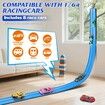 4.6M Flexible Race Track Set DIY Bendable Race Car with 4 Toy Cars,Suction Cups,Portable Racetrack Compatible with 1/64 Diecast Cars for Kids 3+(Blue)