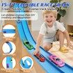 4.6M Flexible Race Track Set DIY Bendable Race Car with 4 Toy Cars,Suction Cups,Portable Racetrack Compatible with 1/64 Diecast Cars for Kids 3+(Blue)