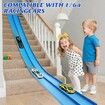 4.6M Flexible Race Track Set DIY Bendable Race Car with 4 Toy Cars,Suction Cups,Portable Racetrack Compatible with 1/64 Diecast Cars for Kids 3+(Blue)