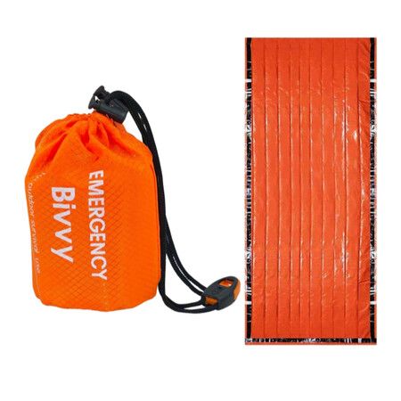 Orange Emergency Sleeping Bag Lightweight Survival Sleeping Bags Thermal Bivy Sack Portable Emergency Blanket for Camping Hiking Outdoor Activities