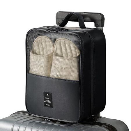 Black 30x23x13 cm Travel Shoe Bag Portable Shoe Storage Bag for Business Trips Travel Luggage Shoe Pouch Organizer Dustproof Suitcase Organizer