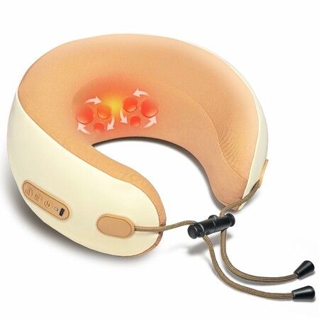 Neck Massager Pillow with Heating,Portable Heated Kneading Massage Cushion Pillow for Neck Pressure Relief for Home Office Travel