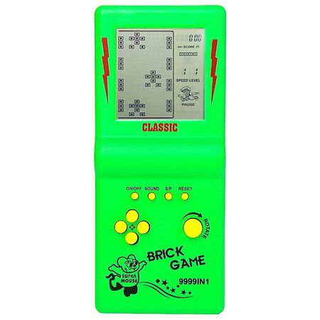 3.5inch Large Screen Retro Brick Game Console for the 80s/90s Building Block Racing/Tank Game Built-in 23 Classic Games, Green