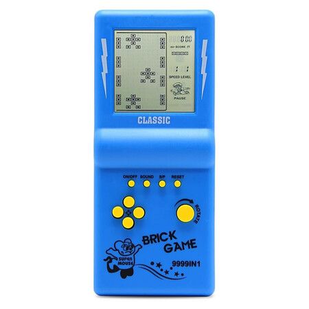 3.5inch Large Screen Retro Brick Game Console for the 80s/90s Building Block Racing/Tank Game Built-in 23 Classic Games, Brue