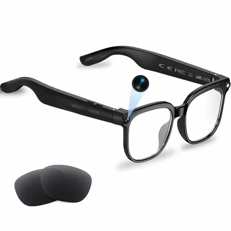 AI Smart Glasses with Camera and Audio,8MP HD Camera Glasses,1080P Video Recording Sunglasses,Real Time Translation,Voice Assistant,Open-Ear Audio