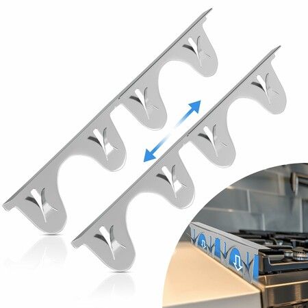 2 Pack Adjustable Stainless Steel Stove Gap Covers, 13.8-27.5 Inch Heat Resistant Oven Counter Gap Filler Kitchen Space Gap Strip,Silver