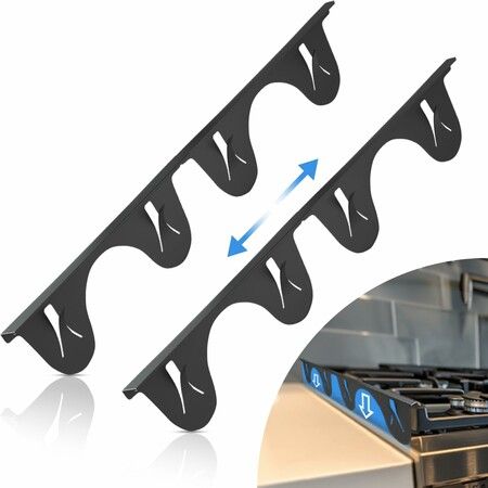 2 Pack Adjustable Stainless Steel Stove Gap Covers, 13.8-27.5 Inch Heat Resistant Oven Counter Gap Filler Kitchen Space Gap Strip,Black