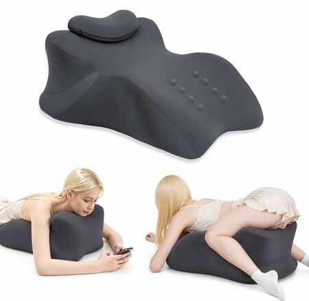 Memory Foam Ergonomic Wedge Intimacy Pillow - 27 Degree Lift Support Cushion for Sleeping,Reading & Prone Positions Multi-Functional Rest Pillow - Grey