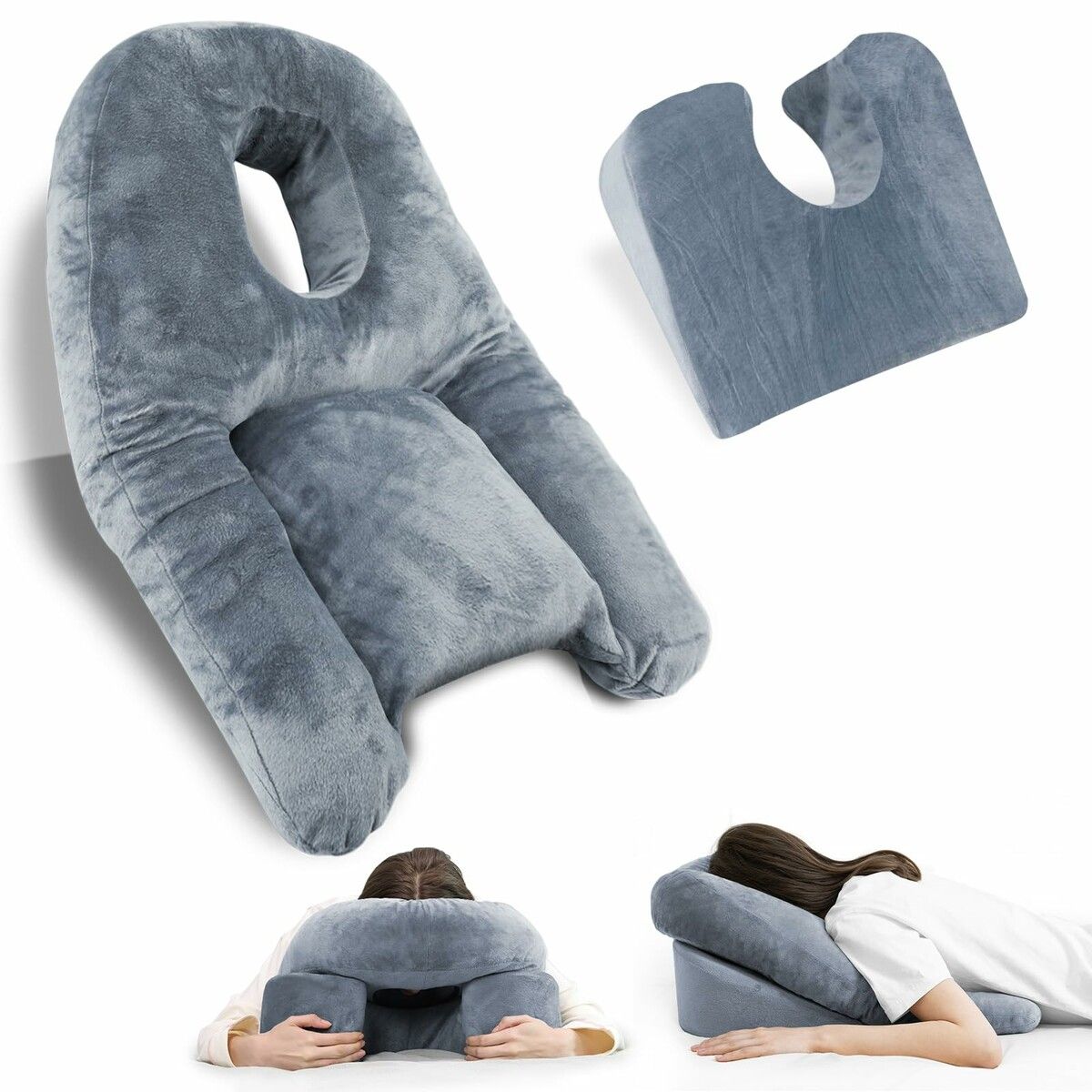 Face Down Pillow After BBL or Eye Surgery Home Massage Pillow Stomach Sleeping Face Down for Bed with Memory Foam and Removable Cover