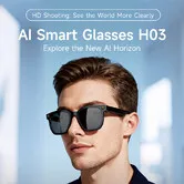 AI Smart Glasses Bluetooth 5.3 Calling Music Touch Voice Assistant AI Translation Real-Time Language Converter 8MP Camera 16GB Memory  Gift COL Black