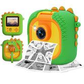 Kids Camera Instant Print for Girls Boys,1080P HD Flip Lens Selfie Digital Camera with Print Paper,Ideas Birthday Toys for Kids Green