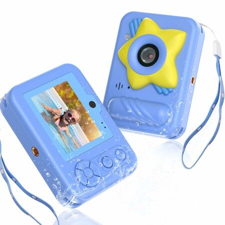 Kids Toy 48MP 1080P HD Underwater Digital Camera, Fun Christmas & Birthday Gift for Boys & Girls Ages 3+(Blue)