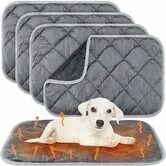 4 Pack Self Warming Pet Mat, Heat Reflect No Electric Thermal Pad Washable Anti-Slip Soft Bed Blanket for Dog Cat Small Pets(23x35 Inch,Gray)