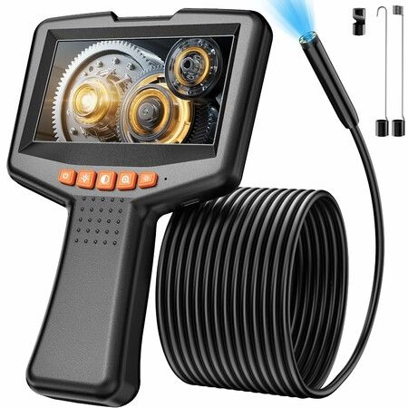 Endoscope Camera with Light, 4.3inch 1080P HD Inspection Borescope Camera, 16.4ft Waterproof Industrial Endoscope for Plumbing Automotive