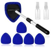 8 in 1 Windshield Cleaner Tool, Car Window Cleaning Wash Kit with 5 Reusable Microfiber Pads 2 Spray Bottles, Auto Glass Wiper Kit