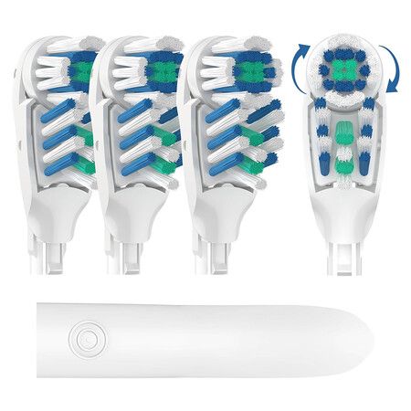 4 Pcs Replacement Toothbrush Heads with Soft Bristles, Dual Clean Toothbrush Heads Compatible with Oral-B 3733 4732 4734 Models, Dual Cleaning
