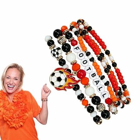 2026 World Cup Soccer Bracelet Set,Elastic Beaded Fan Jewelry Charms Game Day Football Match Keepsake Gift For Men Women Youth