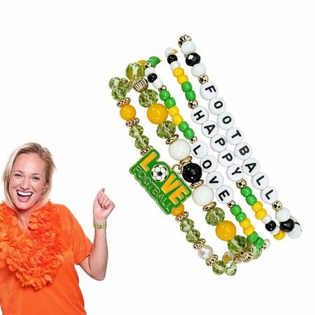 2026 World Cup Soccer Bracelet Set,Elastic Beaded Fan Jewelry Charms Game Day Football Match Keepsake Gift For Men Women Youth