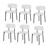 Artiss Dining Chairs Set of 6 Sherpa Boucle White