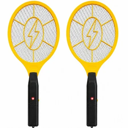 Electric Fly Swatter 2 Pack,Battery Powered Bug Zapper Racket for Mosquitoes & Flies,Safe Protective Mesh,Indoor & Outdoor Use,Batteries Not Included