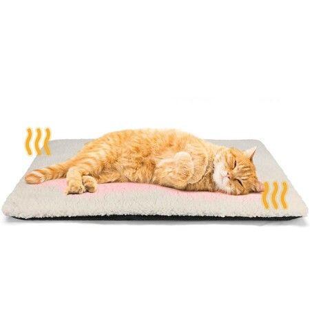 Self Warming Pet Mat 25 x 19 Inch Thermal Cat Dog Bed,Non-Electric Heat Reflect Pad with Removable Cover,Non-Slip Bottom Washable for Indoor Outdoor Pets