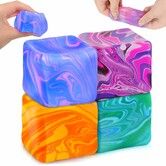 4Pcs Ice Cube Stress Relief Fidget Toys,Squeeze Doh Cube Squishy Fidget Toys,Sensory Stress Balls for Autism Anxiety Relief