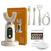 Smart U-Shaped Sonic Electric Toothbrush Set,High Frequency Automatic Deep Clean Brush With Dupont Bristles For Travel,IPX7 Waterproof Beige