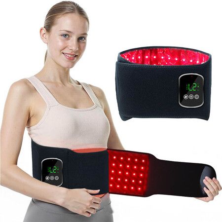 Red Light Pad for Body Back & Abdomen, 5000mAh Cordless Infrared Waist Wrap with 3 Red Light & 3 Pulse Model, Adjustable & Portable for Relaxation