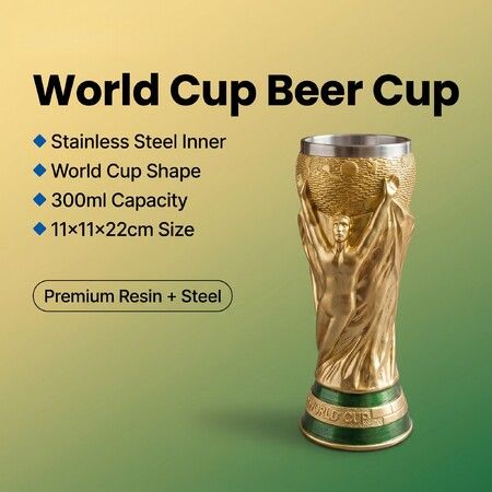 Trophy Beer Mug 2026 Soccer World Cup,Stainless Steel Resin Stein Cup For Football Viewing Party,Premium Fan Merchandise Novelty Gift