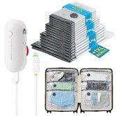 12 Pack Travel Vacuum Storage Bags with USB and Type C Electric Pump,Space Saver Compression Bags for Clothes,Luggage,Suitcase
