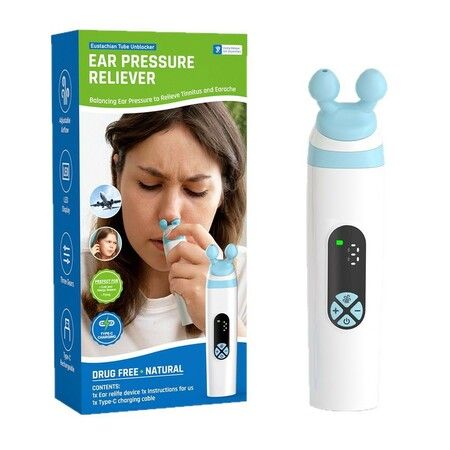 Eustachian Tube Ear Care Device,Portable Ear Pressure Balancer,Dual Silicone Heads Ear Unclog Tool for Travel Diving Swimming