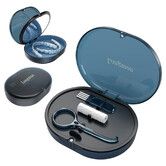 Double-layer Retainer Storage Case with Belt Chewing, Removal Tool, Cleaning Brush, Built in Mirror Orthodontic Retainer Case, Blue