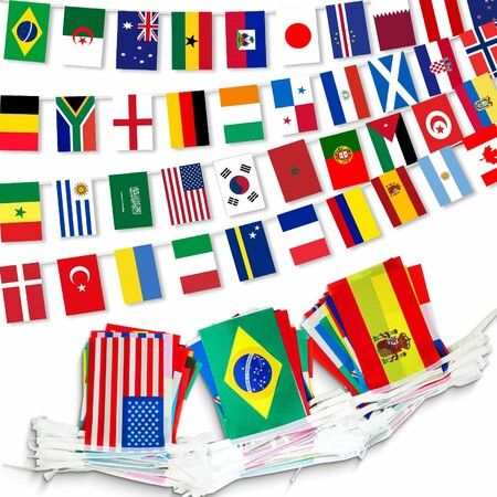 World Cup FIFA 2026 String Flags 48 Teams  Football  SOCCER 17.5m 20x30CM Bunting SPORTS Bar Pubs Game Decoration  Fan Party Supply Holiday Gift