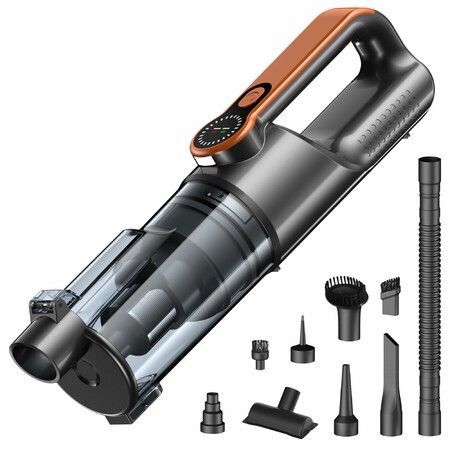 2 in 1 Cordless Handheld Car Vacuum Cleaner for Car Interior, Strong Suction Portable Vacuum for Pet Hair & Quick Home Cleaning Orange