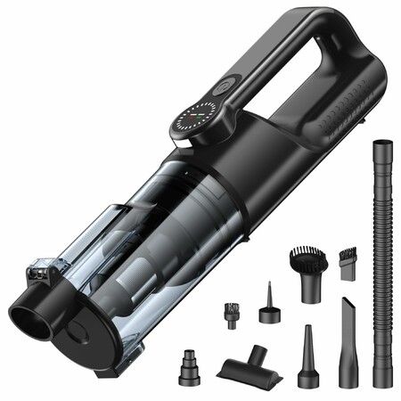 2 in 1 Cordless Handheld Car Vacuum Cleaner for Car Interior, Strong Suction Portable Vacuum for Pet Hair & Quick Home Cleaning Black