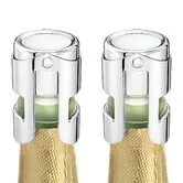 2 Pack Champagne Stoppers,Stainless Steel Sparkling Wine Bottle Stopper with Silicone Air Tight Seal,Wine Saver for Champagne Prosecco and Cava(Silver)