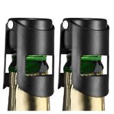 2 Pack Champagne Stoppers,Stainless Steel Sparkling Wine Bottle Stopper with Pure Silicone Air Tight Seal,Wine Saver for Champagne Prosecco and Cava(Black)