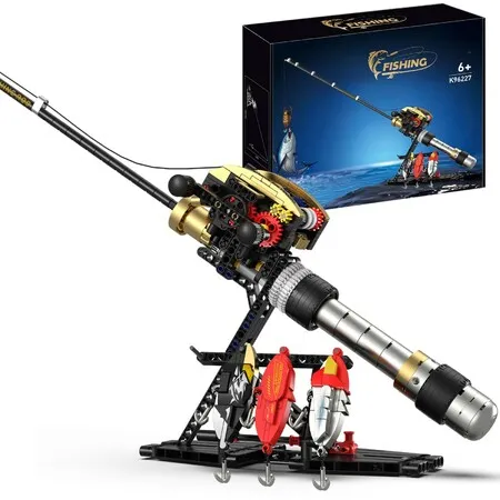 425 Pieces Fishing Rod Building Kit,Functional Mechanical Model STEM Construction Toy Home Decor Gift for Kids Ages 6+