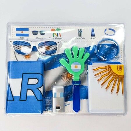 Cheering Pack FIFA World Cup 2026  ARGENTINE  Sash Noise Maker Goggles Birthday Present Flag Scarf Stamp Clapper Wristband Glasses Football Supporter